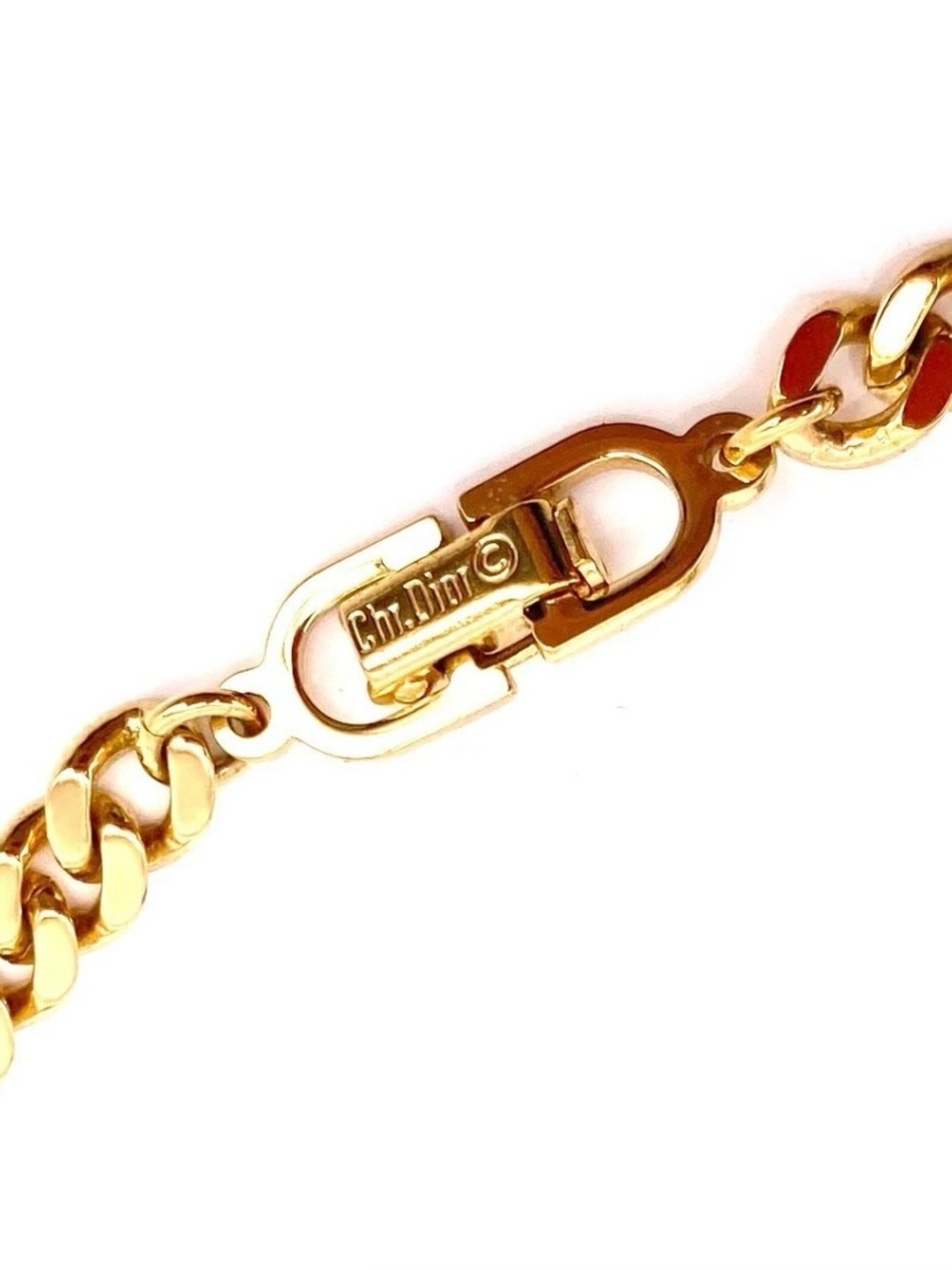Authentic Vintage Dior Classic CD Logo Monogram Pavé Gold Cuban Link Bracelet - Picture 6 of 6